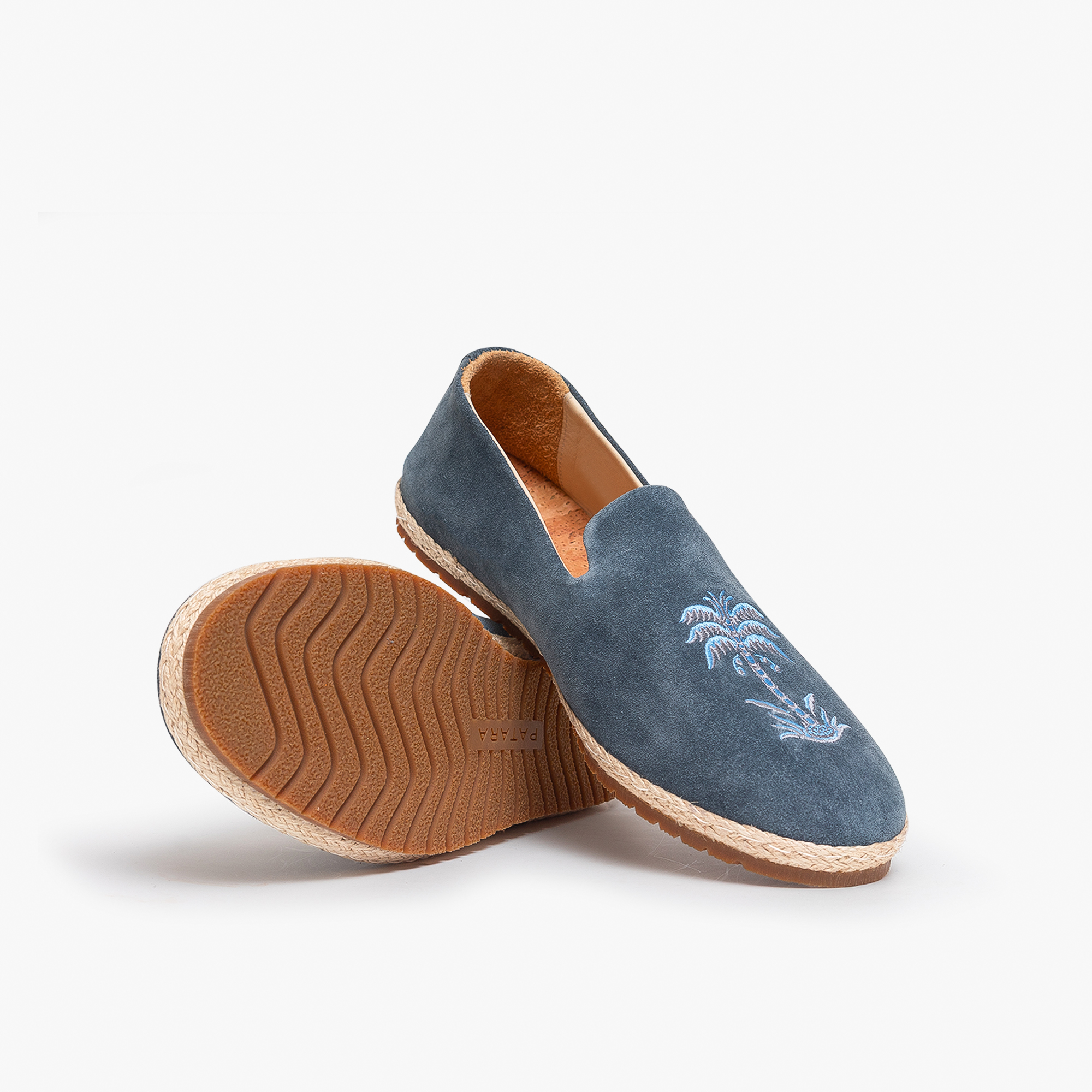 Shipton & Heneage Men’s Velvet Smoking Slippers Loafers Blue Palm Tree US 9 Men main image 2